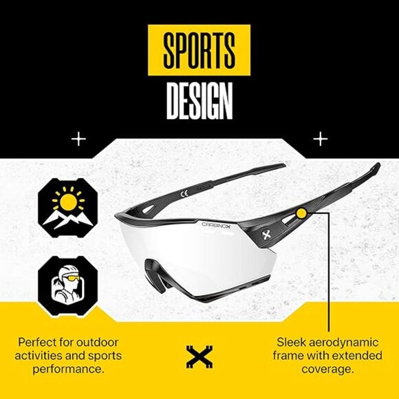 CARBINOX Sports Sunglasses with Multiple Shield Lenses - Picture 3 of 6